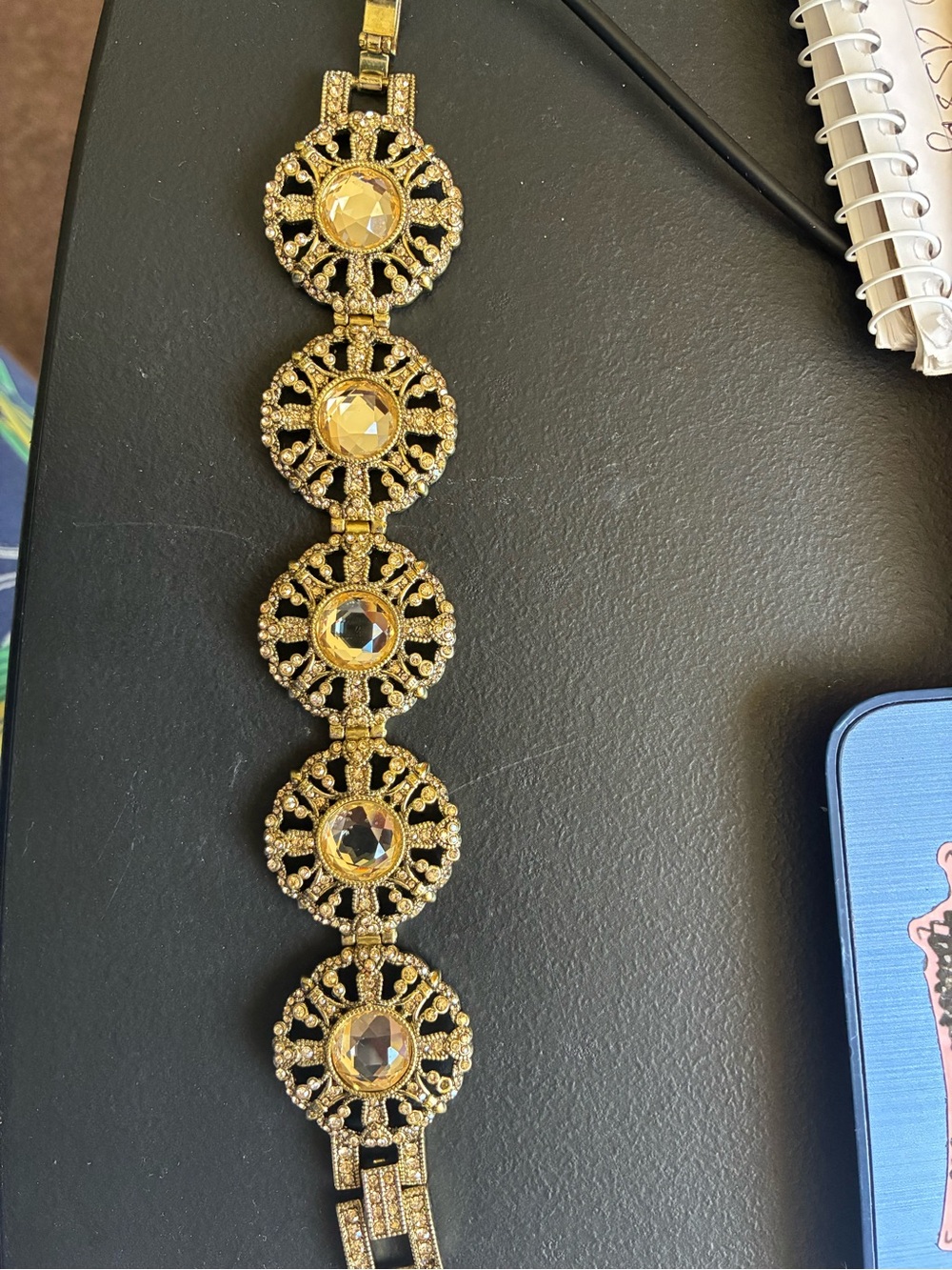 Heidi Daus Gold-Tone Crystal Medallion Bracelet